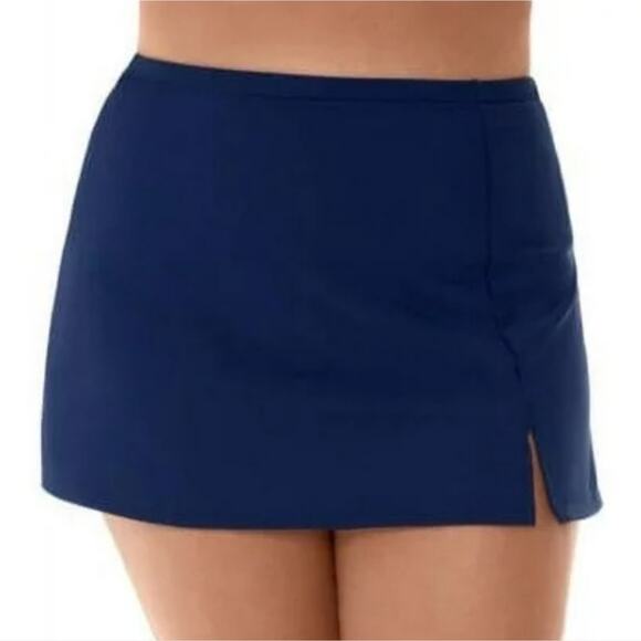 Swim Solutions Women's Plus Size Swim Skirt Navy - Picture 1 of 7